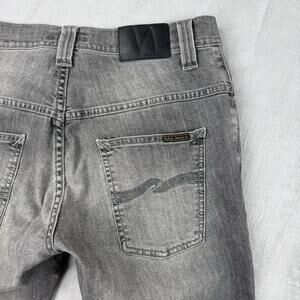 Nudie Jeans Co Grey Organic Cotton Stretch Denim Jeans Men 32x31 Slim Fit Preppy